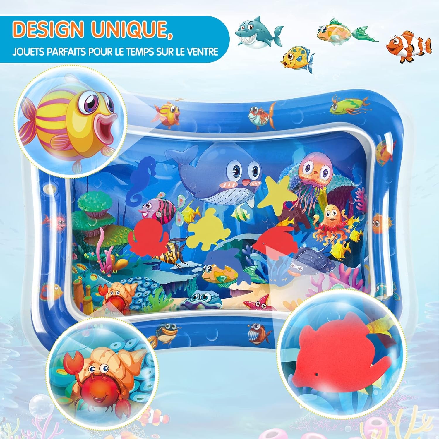 Gonflable Tummy Time Mat Tapis De Jeu D'Eau Pour Bébé De Qualité Supérieure Pour Bébés Et Tout-Petits Jouets Pour Bébé De 3 6 9 Mois