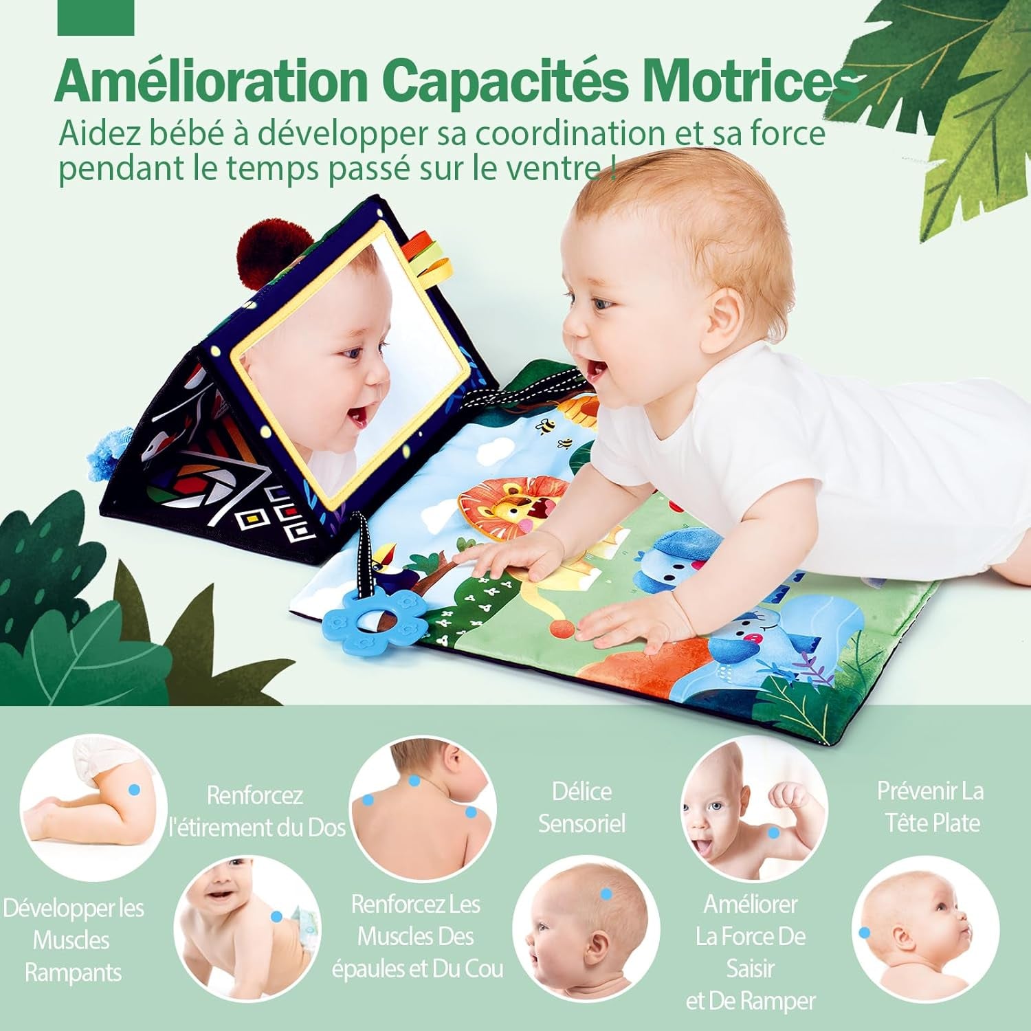 Jouet D'Éveil Bébé 6 Mois Avec Miroir Éveil Montessori Noir Et Blanc Jouets Sensoriels Pour Tout-Petits, Cadeau Pour Bébé Naissance Fille Garcon 0 3 6 12 Mois