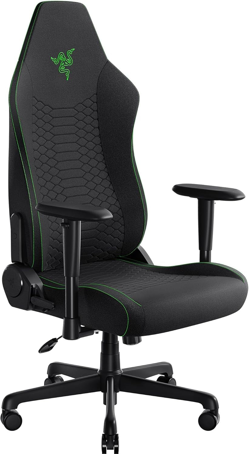 Iskur V2 X - Essential Gaming Chair Avec Support Lombaire Intégré (Coussins En Mousse Moulée Haute Densité, Accoudoirs En 2D, Tissu Avec Finition Douce) Noir