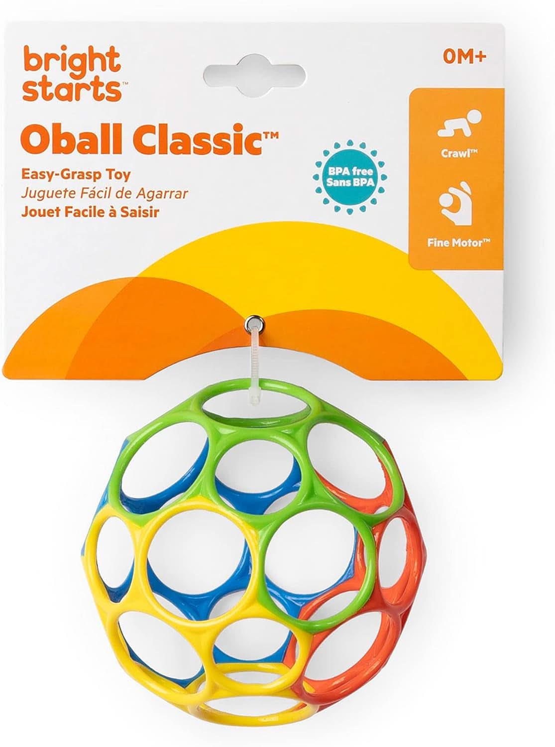 , Oball Classic, Balle Flexible Et Facile À Manipuler, Jouet D'Activité Sensorielle Pour Les Enfants De Tous Âges, Multicolore