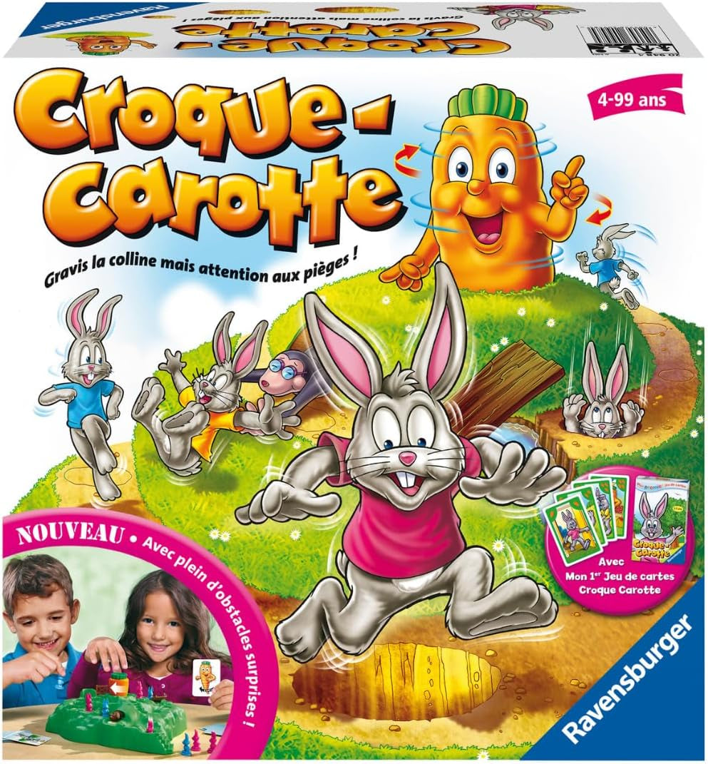 - Croque Carotte - Jeu De Société - Enfants Et Parents - Jeu De Parcours Rigolo - Inclus Jeu De Cartes Exclusif - De 2 À 4 Joueurs À Partir De 4 Ans - Mixte - 20948 - Version Française