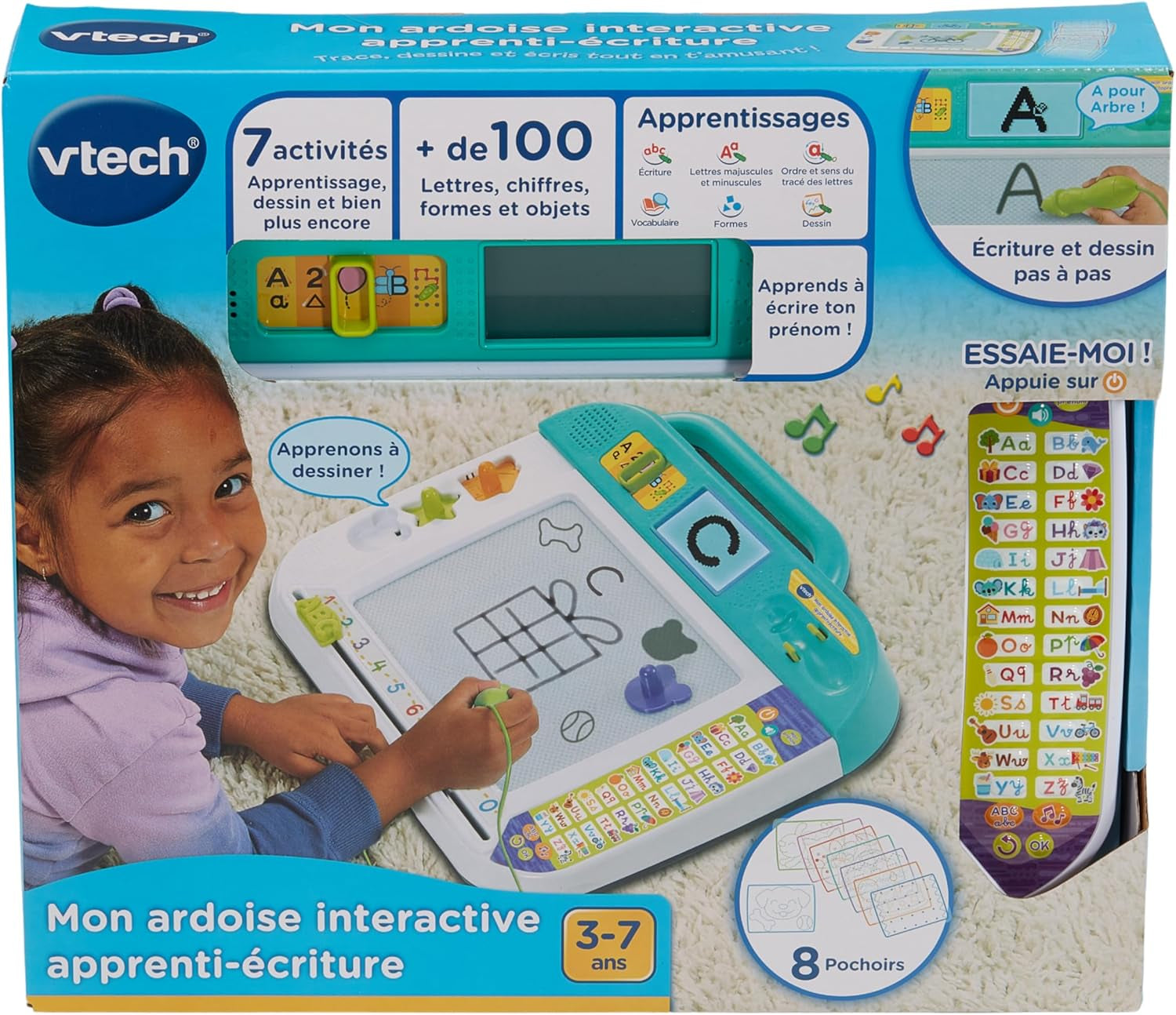 - Mon Ardoise Interactive Apprenti-Écriture - Tablette Dessin Enfant - Ardoise Magique Avec Stylet, Pochoirs Et Tampons - Jouet Éducatif - Cadeau Enfant Dès 3 Ans - Contenu En Français