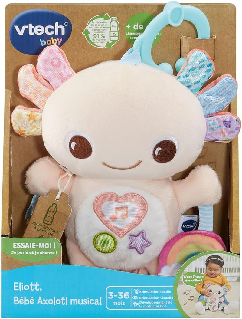 - Eliott, Bébé Axolotl Musical, Peluche Bébé Interactive Et Sensorielle, Jouet D'Éveil Poussette Fabriqué Avec Des Matériaux plus Durables, Cadeau De Naissance Dès 3 Mois - Contenu En Français