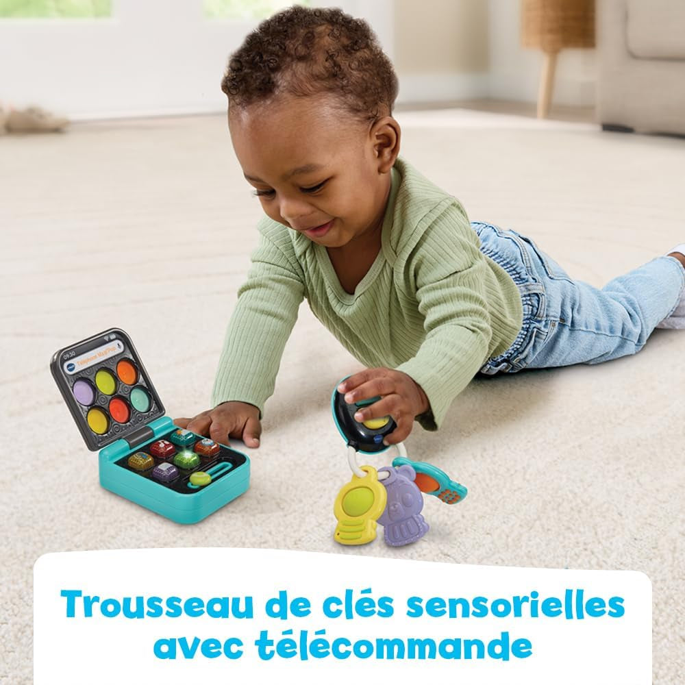 - Téléphone Et Clés Magi'Pop, Coffret Bébé Duo, Téléphone Flip Jouet Interactif Et Hochet Clefs Avec Bip Voiture Et Jouet De Dentition Ourson, Cadeau Bébé Dès 6 Mois - Contenu En Français
