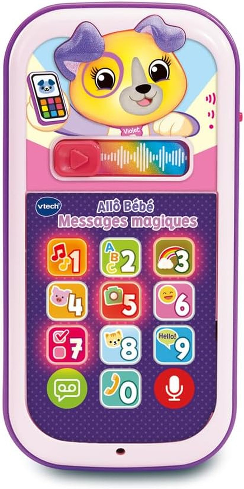 - Allô Bébé Messages Magiques Rose, Premier Téléphone Interactif, Parlant Et Musical Avec Enregistreur Vocal, Changeur De Voix Et Effets Lumineux, Cadeau Bébé Dès 9 Mois - Contenu En Français