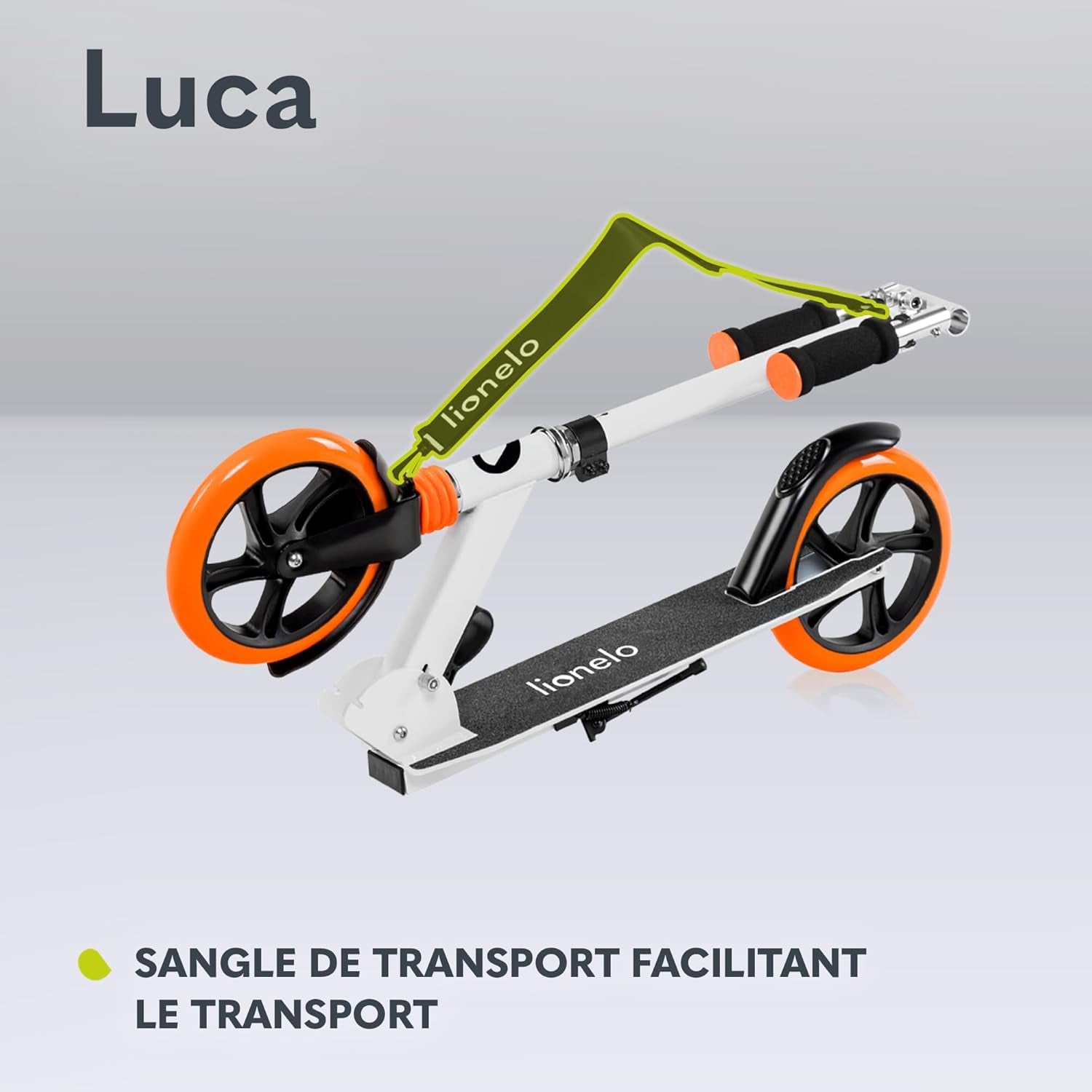 LUCA Trotinette Enfant Et Adultes Jusqu'À 100 Kg, Construction Durable, Pliage, Rapide, Guidon Ajustable, Roues À 20 Cm, Amortisseur Shockresist Frein (Blanc)