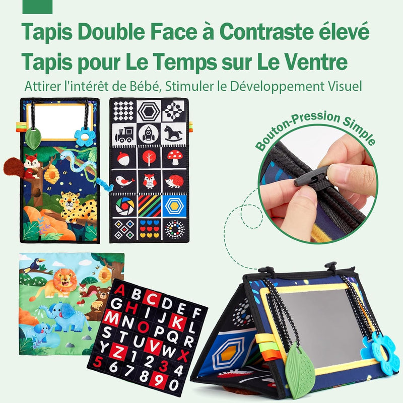 Jouet D'Éveil Bébé 6 Mois Avec Miroir Éveil Montessori Noir Et Blanc Jouets Sensoriels Pour Tout-Petits, Cadeau Pour Bébé Naissance Fille Garcon 0 3 6 12 Mois