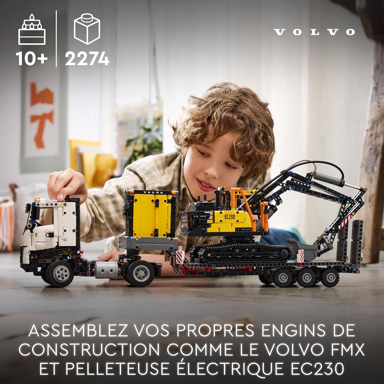 Technic Camion Volvo FMX Et Pelleteuse Électrique EC230 - Jouet Voiture Pour Enfants - Véhicules À Offrir Aux Garçons Et Filles De 10 Ans Et plus Passionnés D'Engins De Chantier 42175