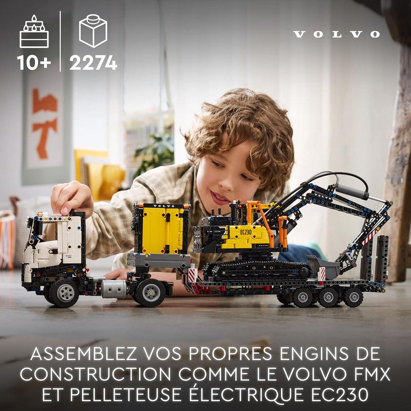 Technic Camion Volvo FMX Et Pelleteuse Électrique EC230 - Jouet Voiture Pour Enfants - Véhicules À Offrir Aux Garçons Et Filles De 10 Ans Et plus Passionnés D'Engins De Chantier 42175