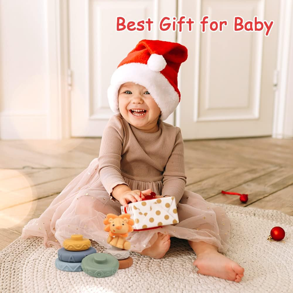 Joyplus Jeux Montessori Bebe Eveil 6 Mois, 7 Pièces Jouets Empilables Avec Anneaux, Tour Souple Empilable, Cube D'Activité Bébé, Jouets Sensoriel Dentition Pour Bébé, Jeux Educatif Pour Bebe 6+ Mois