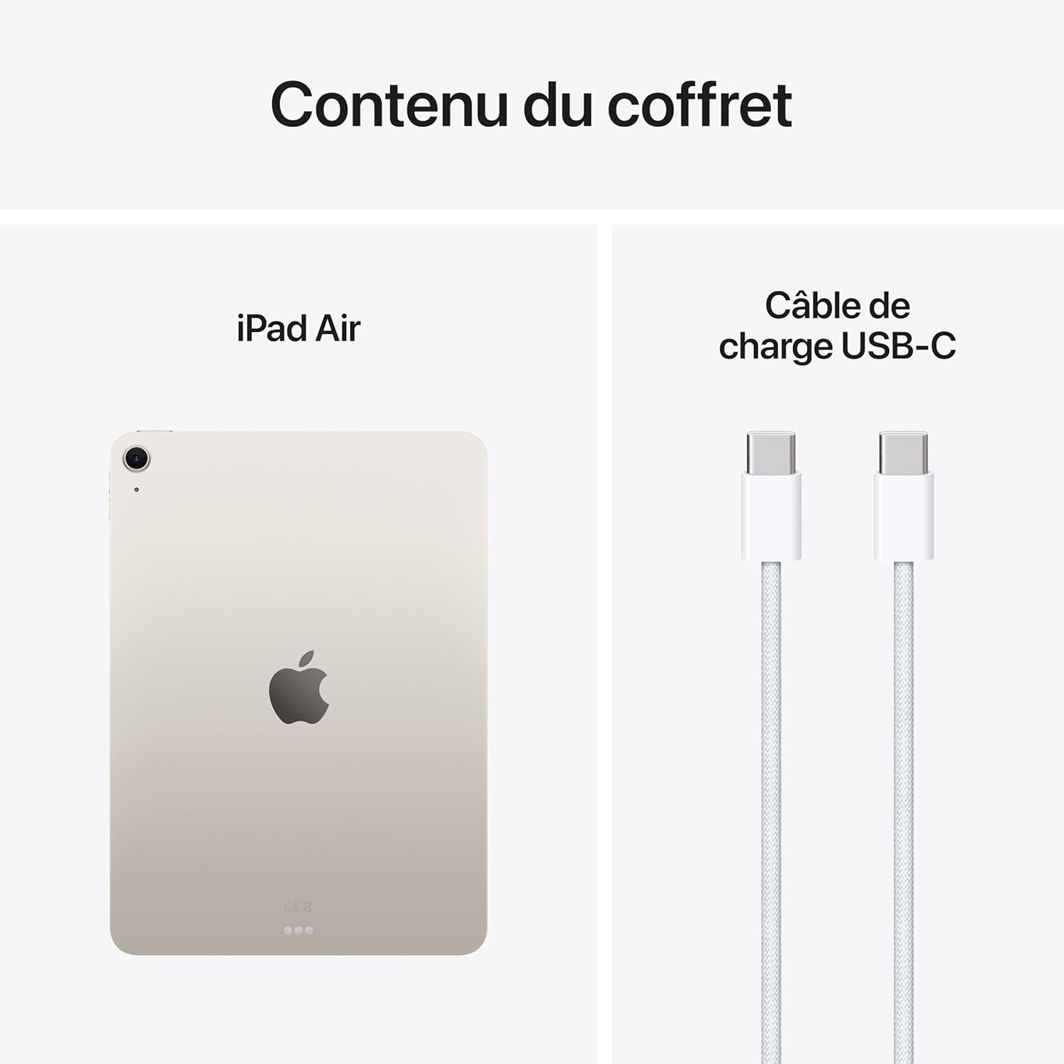 Ipad Air 11 Pouces Avec Puce M3 :  Intelligence, Écran Liquid Retina, 512 Go, Caméras Avant/Arrière 12 Mpx, Wi-Fi 6E, Touch ID, Autonomie D’Une Journée – Lumière Stellaire