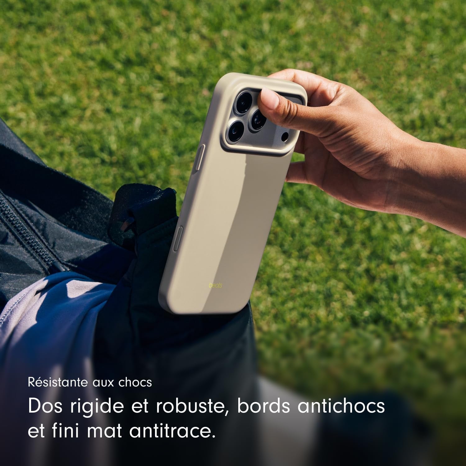 Coque Pour Iphone 17 Pro Max Équipée Magsafe Avec Commande De L'Appareil Photo, Fini Mat, Doublure En Tissu Microfibre - Gris Gypse