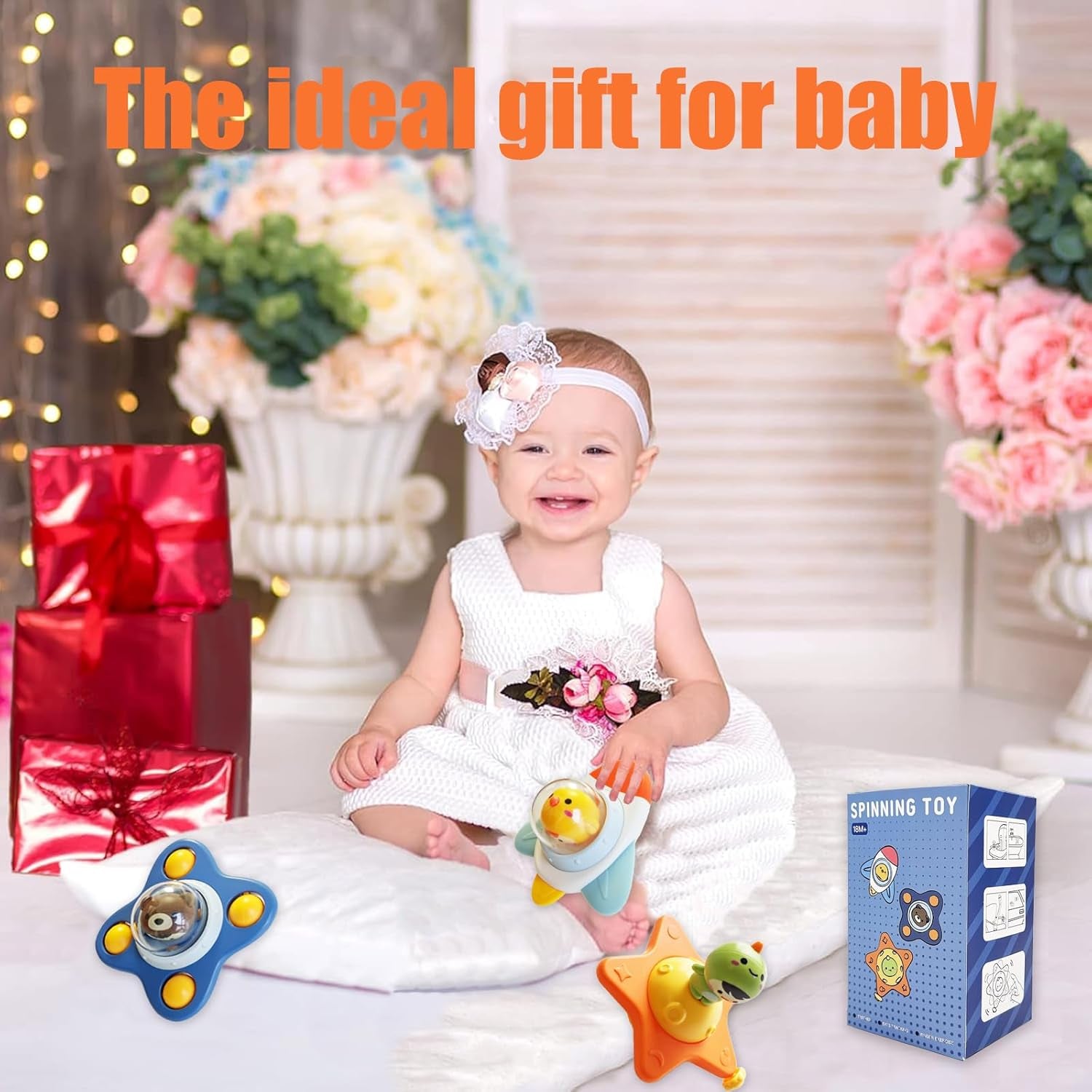 3 PCS Jouet Ventouse Bebe, Spinner Pour Baignoire Et Fenêtre De Bébé Jeux De Bain / Jeu Voiture Bebe / Jouets De Voyage Pour Les Tout, Baby Spinner Cadeau D'Anniversaire De Noël Pour 3 - 6 Ans