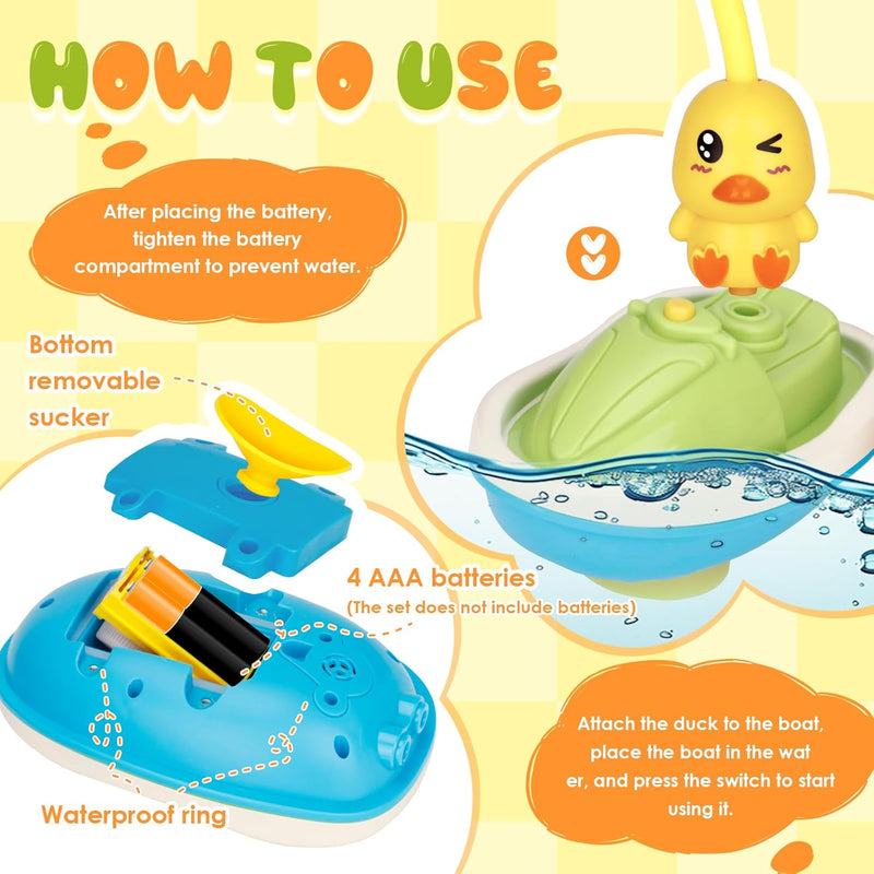 Jouet Bain Bébé,Ensemble De Jouets De Bain En Forme De Canard,Jeu Bain Et Douche,Pommeau De Douche Baignoire À Jet D'Eau Automatique Pour Bébé À Partir De 6-18 Mois