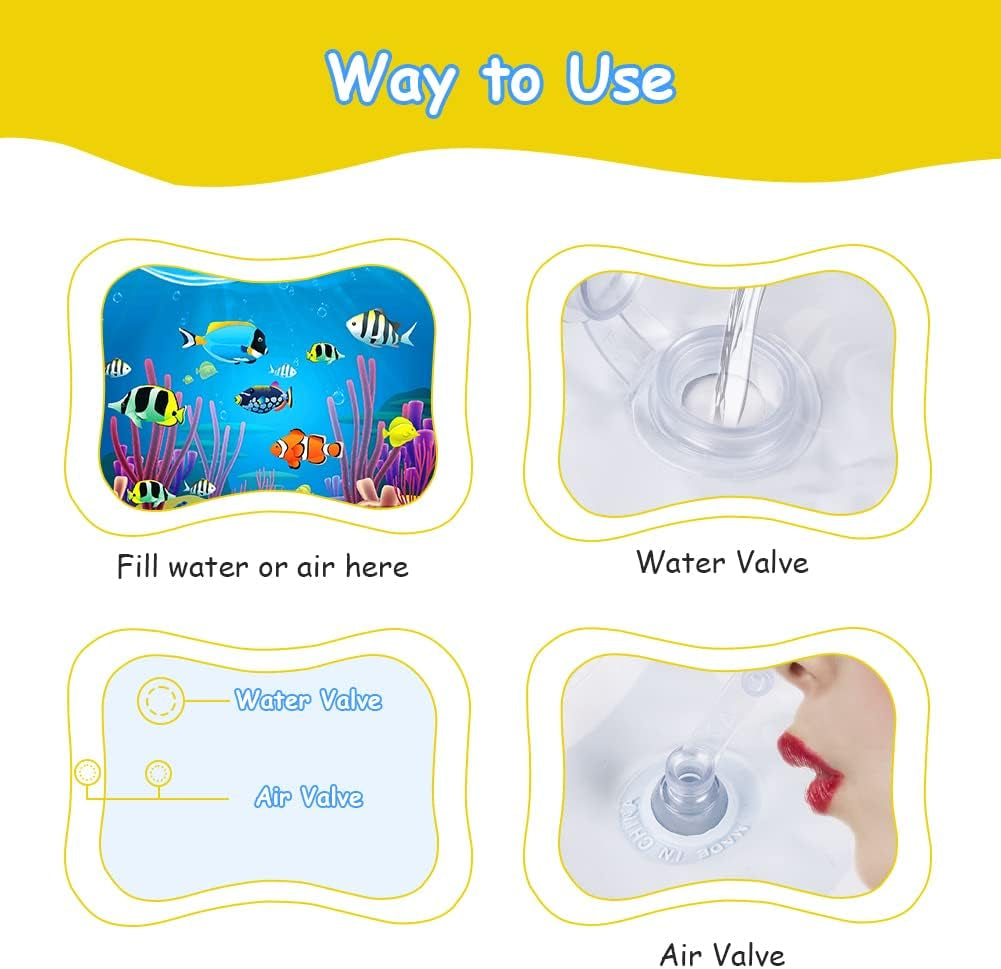 Gonflable Tummy Time Tapis D'Eau Tapis De Jeu Gonflable Jouets Sensoriels Pour Bébé Nourrissons Et Tout-Petits 3 6 9 Mois Nouveau-Né Filles Garçons,Doux Et Confortable