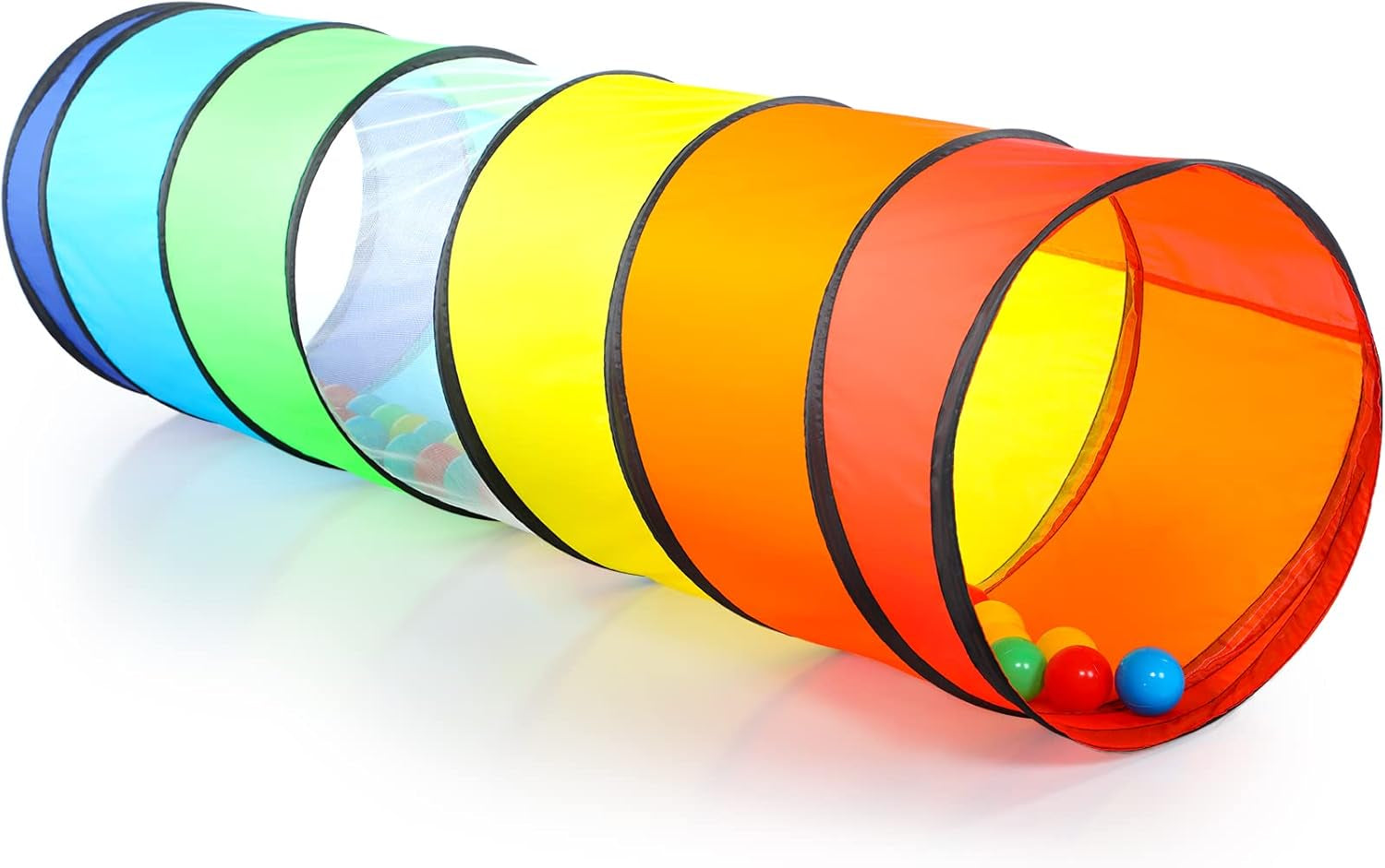 Tunnel Enfant - Tente De Jeux Exterieur Interieur Avec Côtés En Maille - 180 Cm Tunelle Pour Enfant Parcours Motricité Bébé Rampant -Jouet De Pliable Pop-Up - Cadeau Pour Animaux (Arc-En-Ciel)