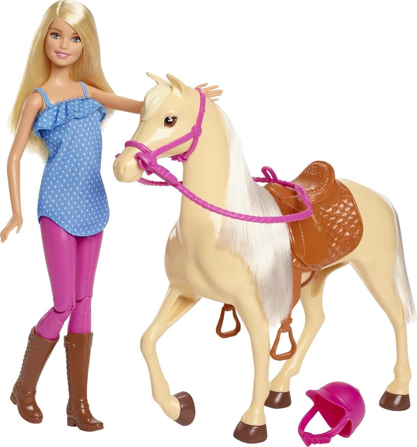Et Son Cheval, Poupée Blonde En Tenue D'Équitation Avec Genoux Articulés, Jouet Pour Enfant, FXH13