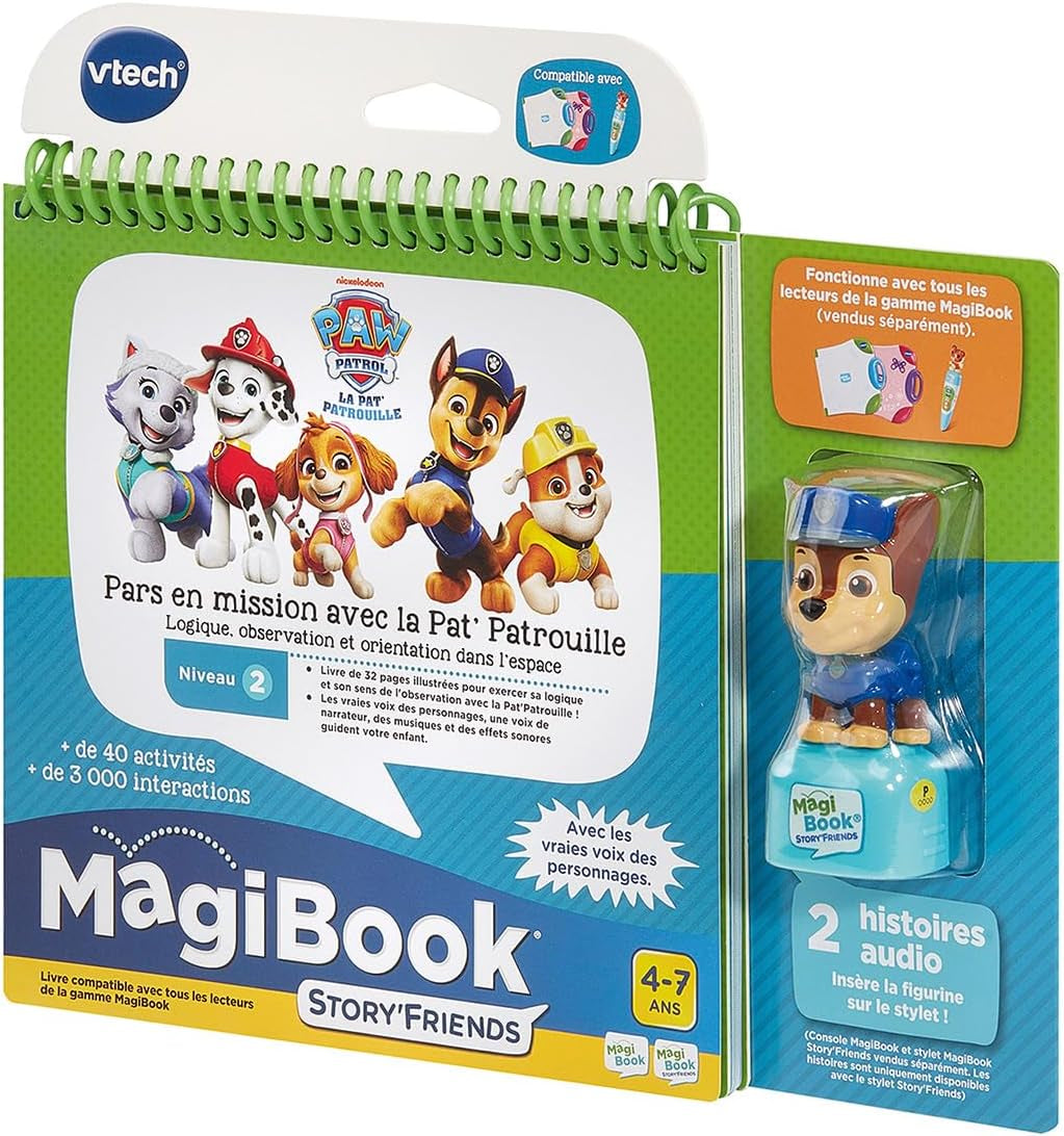 - Magibook Story'Friends Pars En Mission Avec La Pat' Patrouille - Livre Jeu Éducatif Paw Patrol Avec Figurine Chase - Niveau Primaire - Cadeau Enfant De 4 Ans À 7 Ans - Contenu En Français