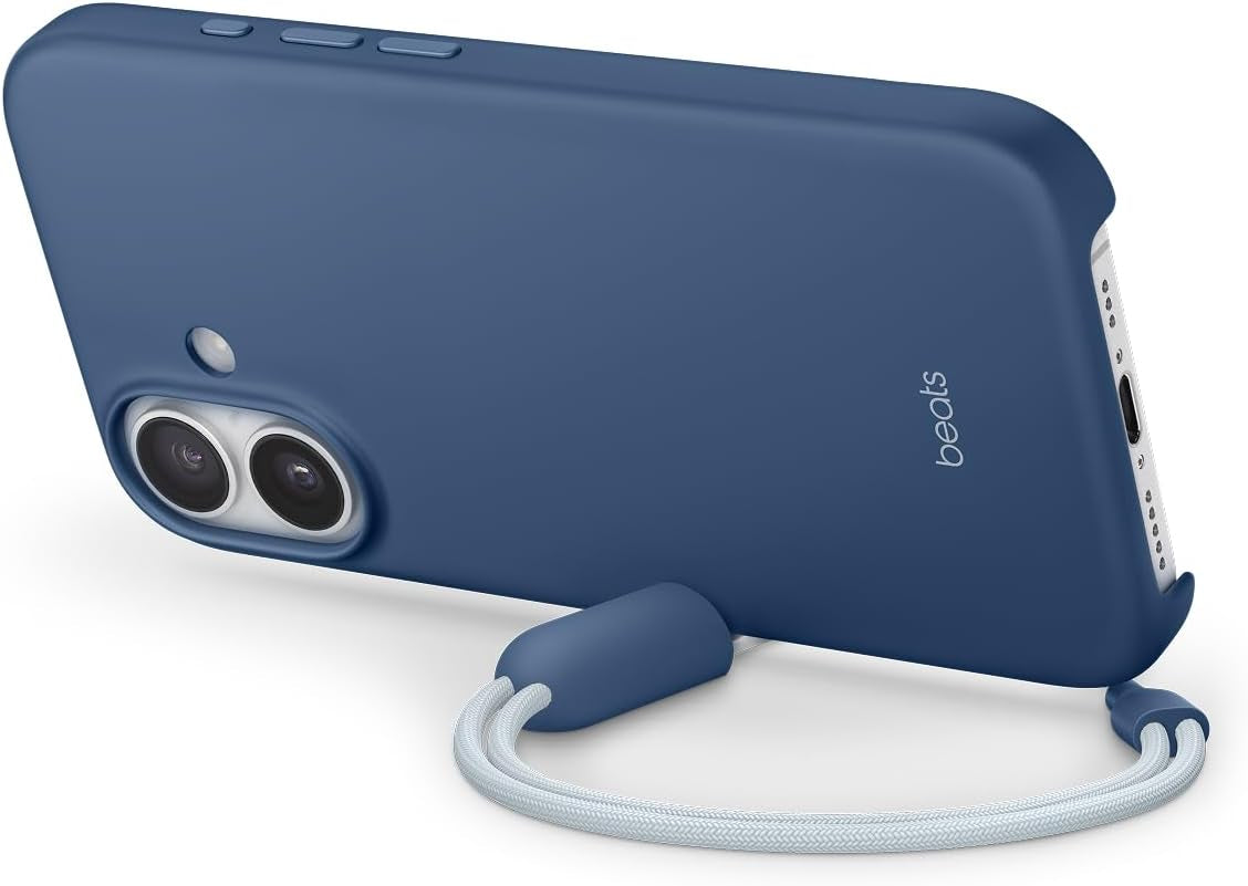 Coque Avec Béquille Pour Iphone 17 Équipée Magsafe Avec Commande De L'Appareil Photo, Support Intégré Et Dragonne, Fini Mat Et Doublure En Tissu Microfibre - Bleu Basalte