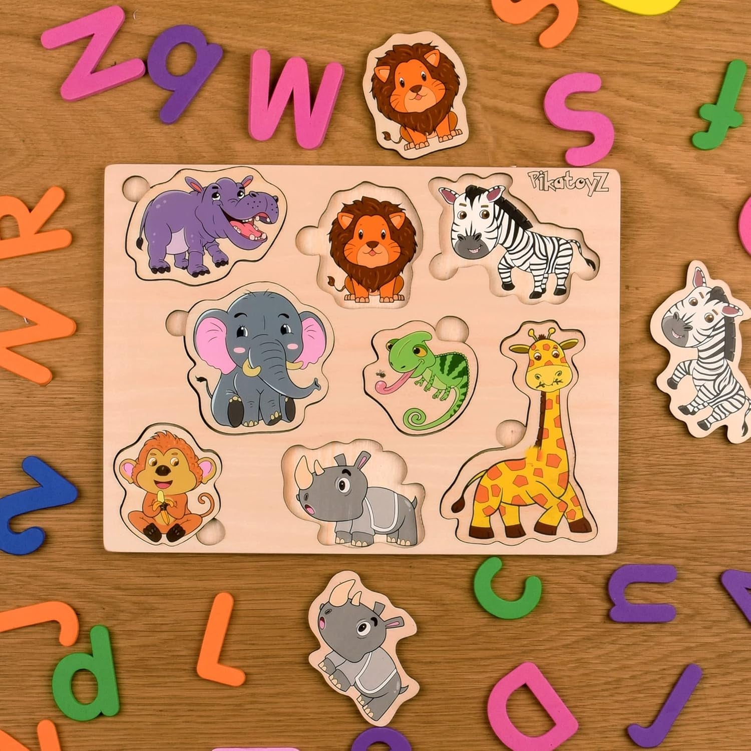 Jouet Enfant 1, 2 Et 3 Ans – Jeu Éducatif Idéal Pour Cadeau De Noël Ou Anniversaire – Puzzle En Bois Pour Bébé Garçon Ou Fille – Jeux Montessori Avec Puzzles Animaux De La Jungle