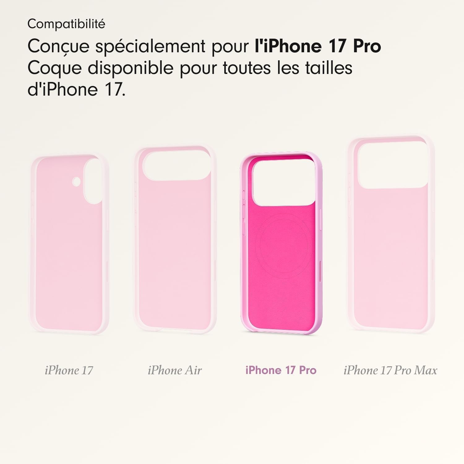 Coque Pour Iphone 17 Pro Équipée Magsafe Avec Commande De L'Appareil Photo, Fini Mat, Doublure En Tissu Microfibre - Rose Quartz