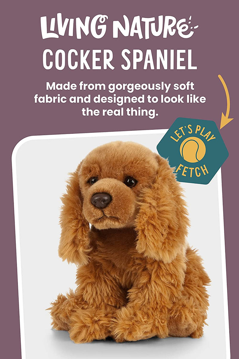Living Nature, Peluche Cocker Spaniel Marron, Chien En Peluche Doux, Réaliste Jouets Animaux De Compagnie, Peluches Chiens À Collectionner, Doudou Cocker, Idée Cadeau Pour Enfants, 22 Cm