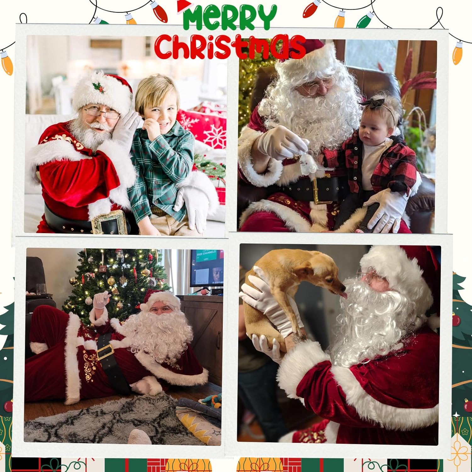 Costume De Père Noël Pour Hommes 12Pcs Complet De Déguisement De Noël Pour Adulte Rouge Velours De Luxe Vêtement De Pères