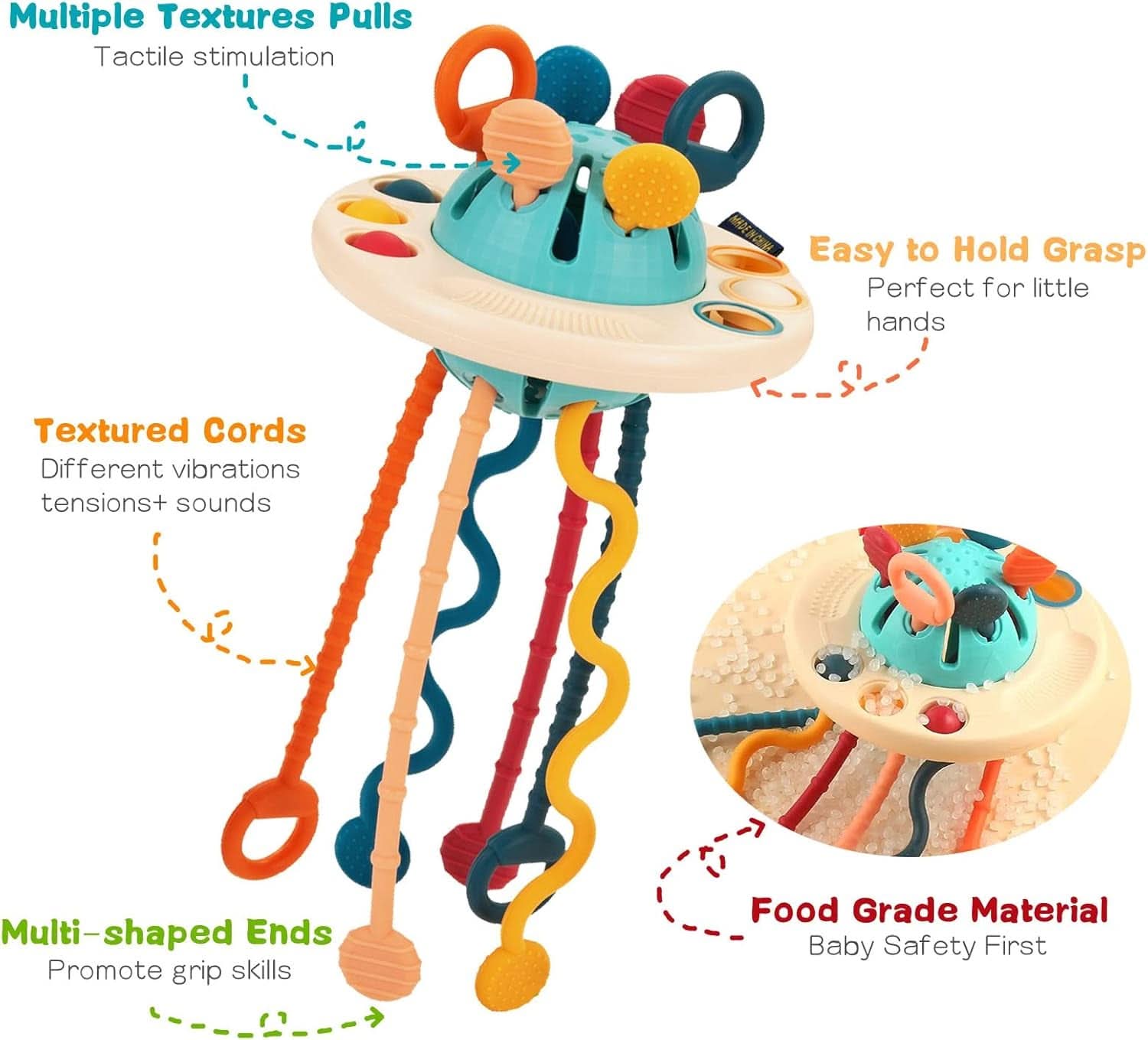Jouet Montessori Pour Bébé 18 Mois, Jouet Sensoriel Jeux De Corde À Tirer, Jouet De Dentition Bébé, Jeux Éducatif, Jouets D'Apprentissage Précoce Pour Enfant 1 Et 2 Ans