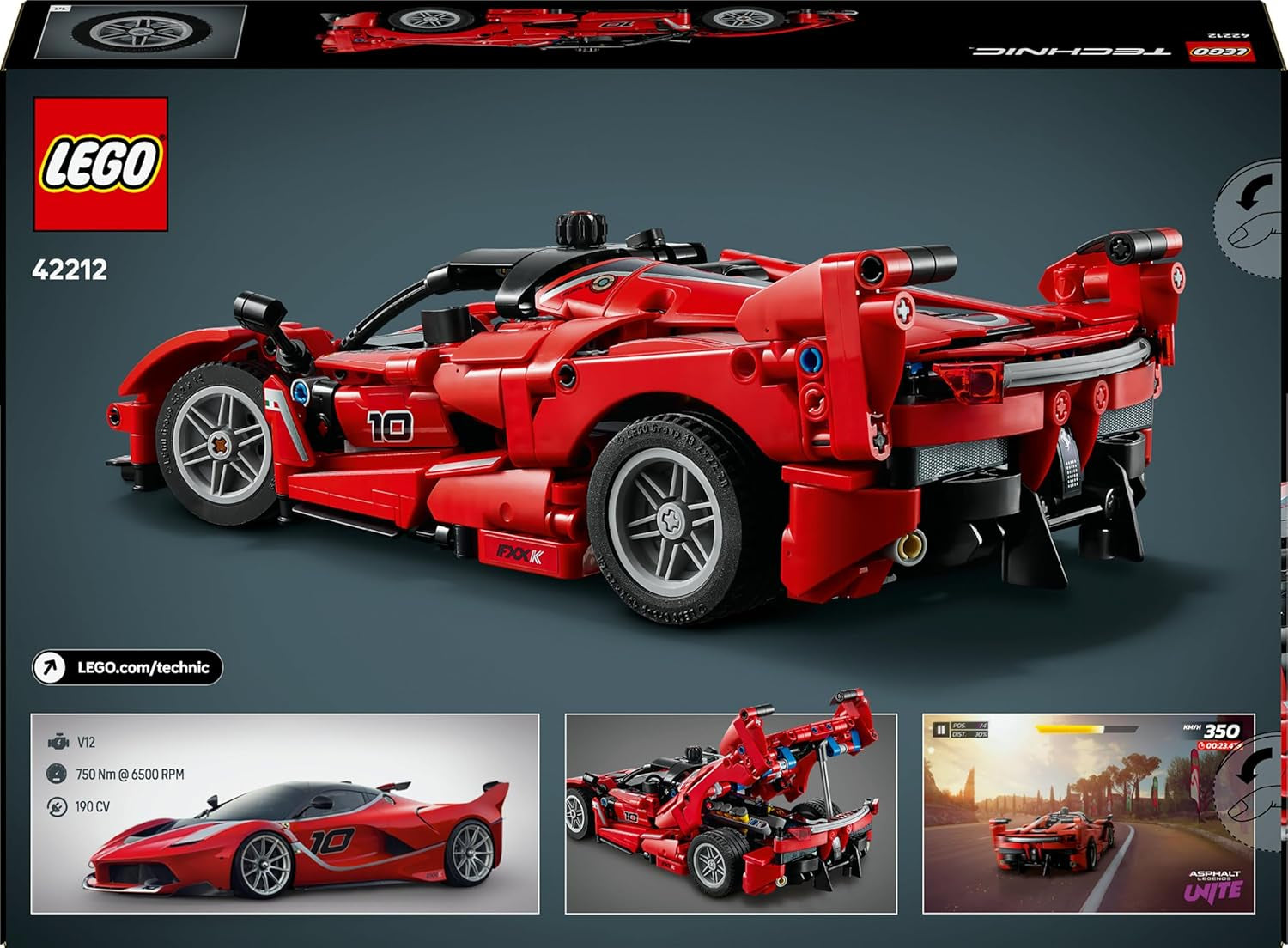 Technic Ferrari FXX K - Jouet Voiture De Course - Maquette De Construction Avec Moteur V12, Différentiel & Pistons Mobiles - Décoration Automobile - Cadeau Pour Garçon Dès 10 Ans 42212