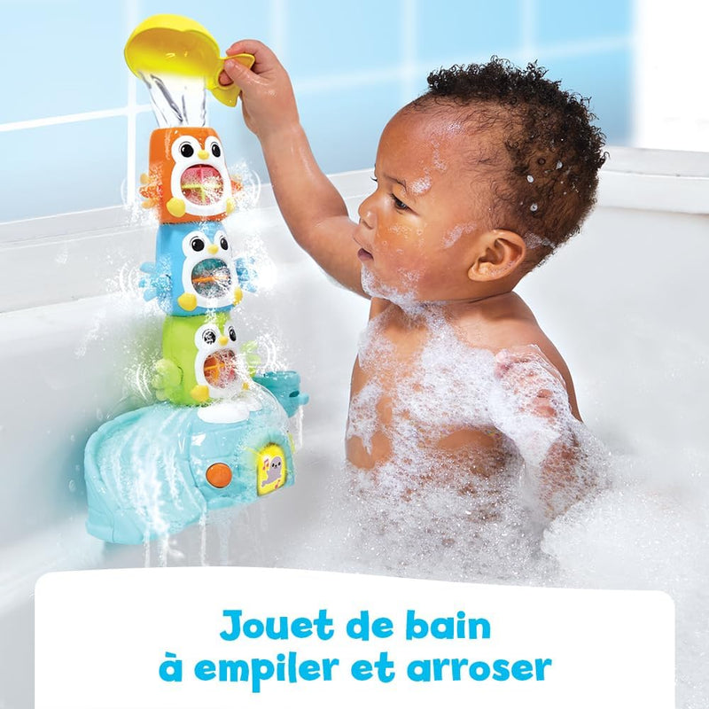 - 1, 2, 3 Empilo Pingouins, Jouet De Bain Tour À Empiler Bébé, Igloo Interactif Et Musical Avec Trio De Pingouins Et 2 Ventouses De Fixation, Cadeau Enfant Dès 1 an - Contenu En Français