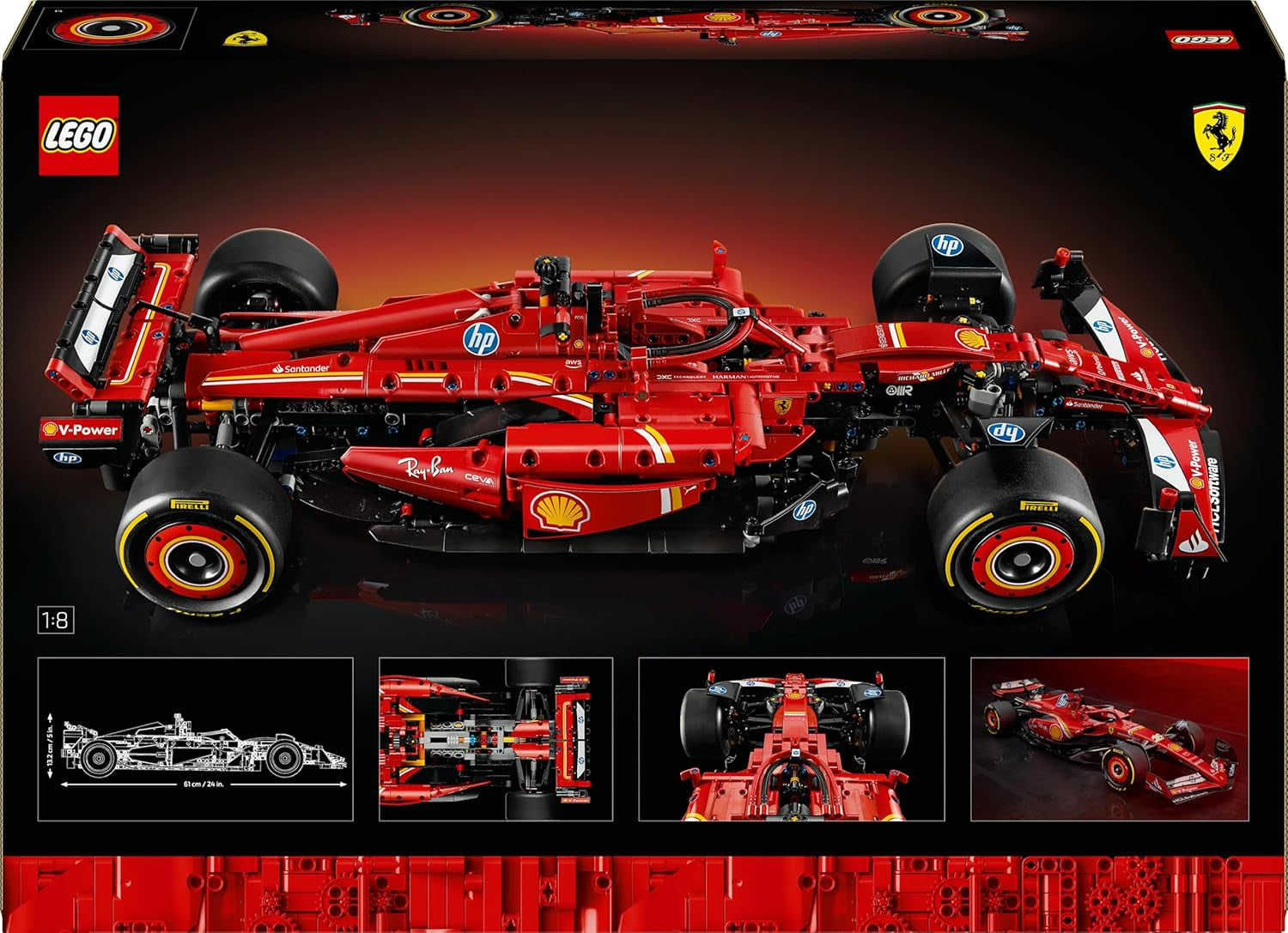 Technic F1 Ferrari SF-24 - Maquette De Voiture De Course Collector À Échelle 1/8 - Inclut Moteur V6, Boîte De Vitesses, DRS & Volant - Activité De Noël - Idée Cadeau Adulte & Adolescent 42207