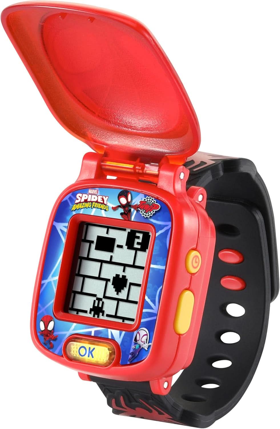 - La Montre-Jeu Interactive De Spin - Montre Enfant Spidey Avec Écran Animé, Bracelet Réglable, 9 Cadrans, 4 Jeux Éducatifs - Jouet Marvel - Cadeau Enfant De 3 Ans À 7 Ans - Contenu En Français