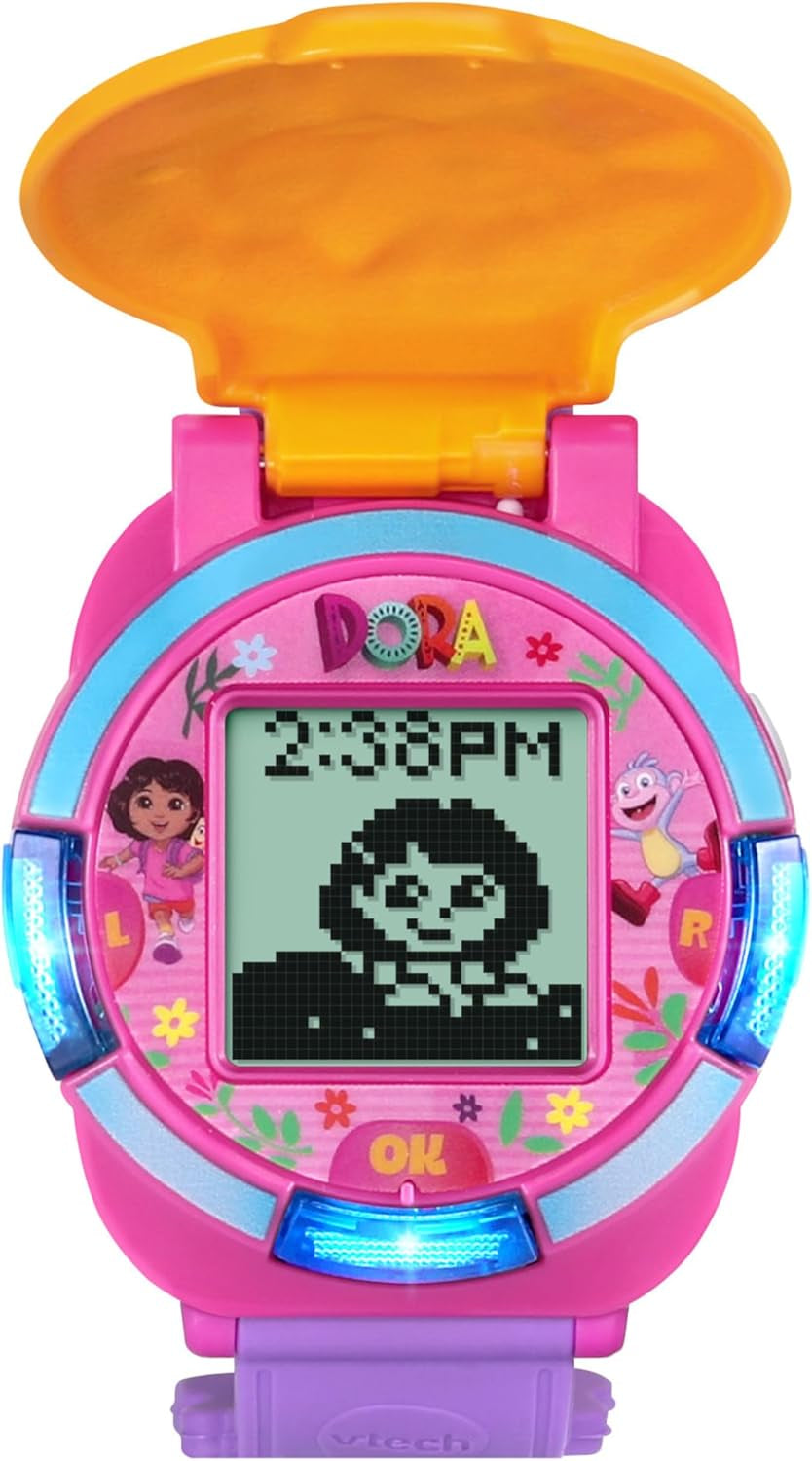 - Dora L’Exploratrice La Montre-Jeu Éducative - Montre Enfant Dora Avec Écran Animé, Bracelet Réglable, 10 Cadrans Et 4 Jeux - Cadeau Enfant De 3 Ans À 7 Ans - Contenu En Français Et Anglais