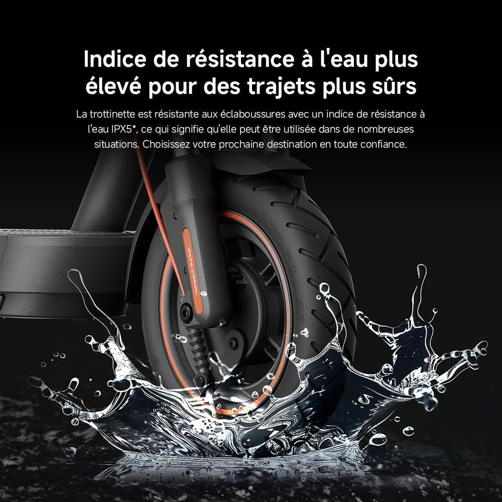 Electric Scooter 5 Max – Double Suspension Avancée (Hydraulique-Ressort Avant & Double Ressort Arrière) – 60Km Autonomie – Pneus 10' Tubeless – Moteur 1000W Max – Pente 22%