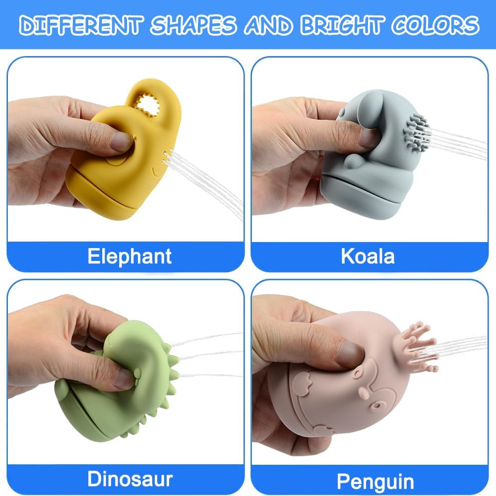 Jouet Bain Bébé, 16 Pièces Jouets De Bain Jouets À Presser Sensoriels Avec Bateaux Empilables Et Cuillère, Jeux De Bain Jouets De Douche De Bébé Amusants Jouets Flottants Pour Bebe Enfant