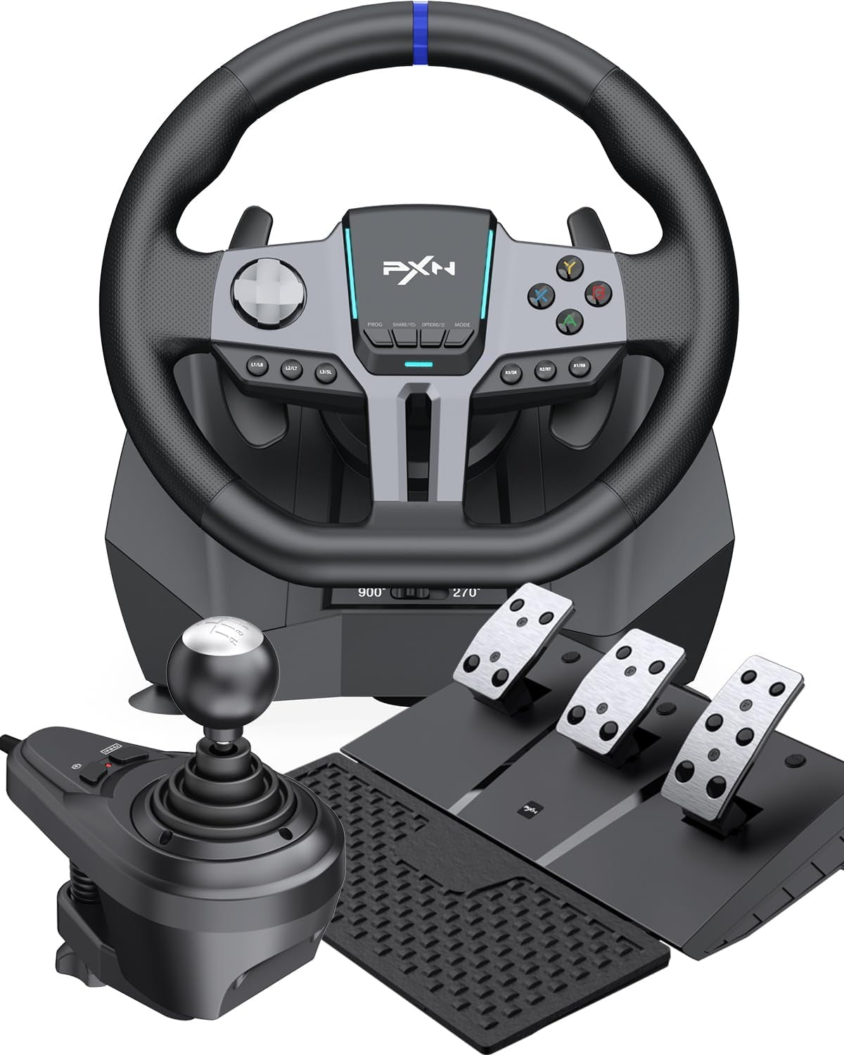 V9 Gen2 Volant De Course - 270° & 900°, Levier De Vitesse En H, Pédales À Effet Hall, Palettes De Changement De Vitesses, Application Outils, Retour De Vibration – Volant Pour PC, Xbox Et PS4