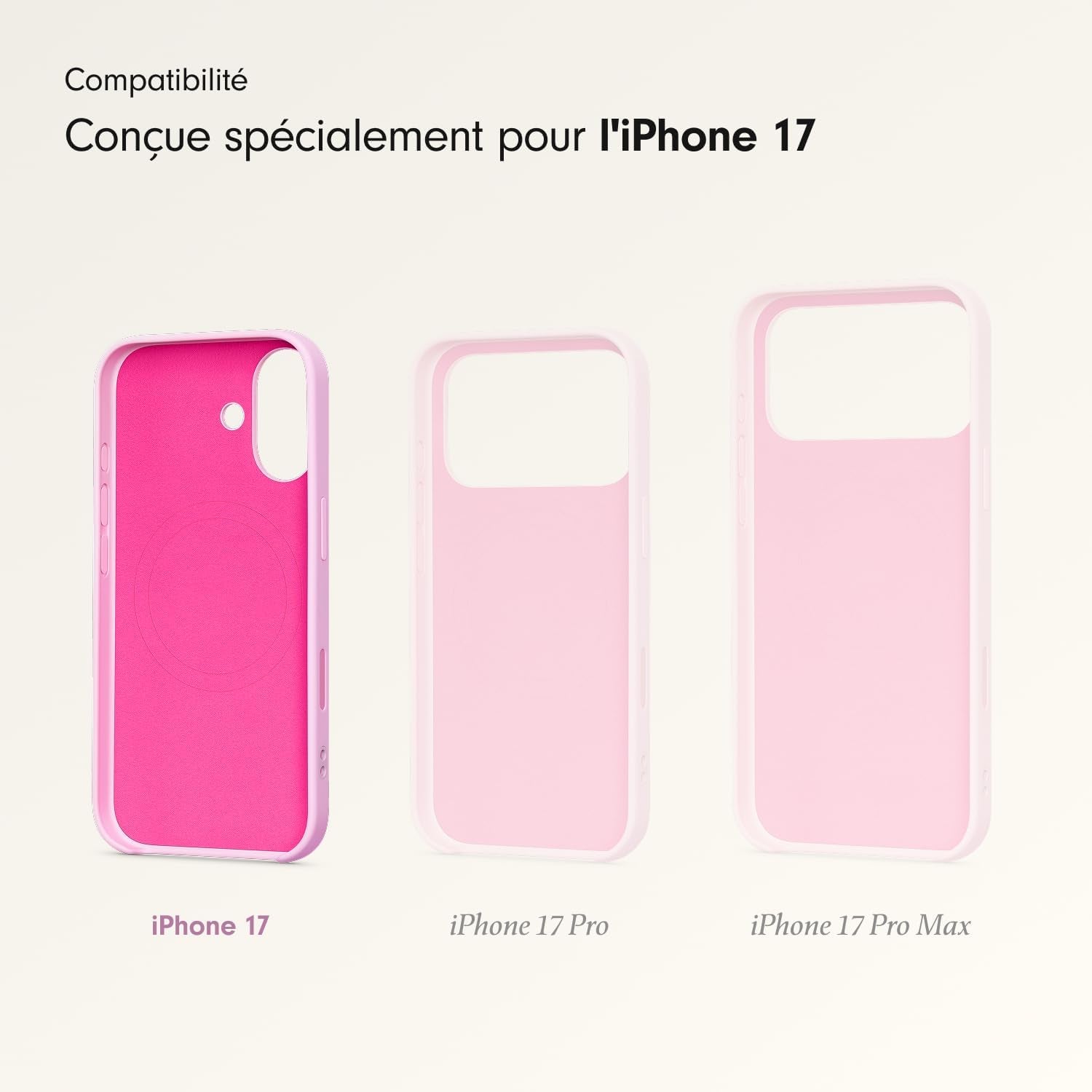 Coque Avec Béquille Pour Iphone 17 Équipée Magsafe Avec Commande De L'Appareil Photo, Support Intégré Et Dragonne, Fini Mat Et Doublure En Tissu Microfibre - Rose Quartz