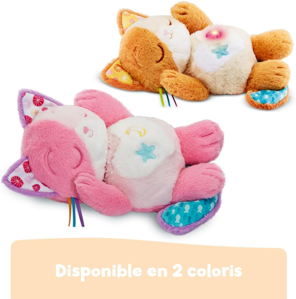 - Mon Chaton Douce Nuit Rose - Peluche Qui Respire Et Ronronne, Veilleuse Bébé Musicale Et Lumineuse - Peluche Respirante - Doudou Bruits Blancs Bébé - Cadeau Nouveau-Né - Contenu En Français