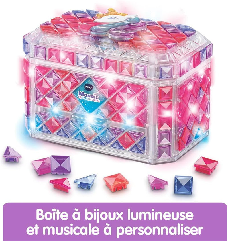 - Mosaïc Magic Lights Boîte À Bijoux - Kit Mosaïque Enfant - Boîte À Secrets Personnalisable Avec Effets Lumineux Et Musique - Jeu Créatif Et DIY - Cadeau Enfant Dès 5 Ans - Contenu En Français
