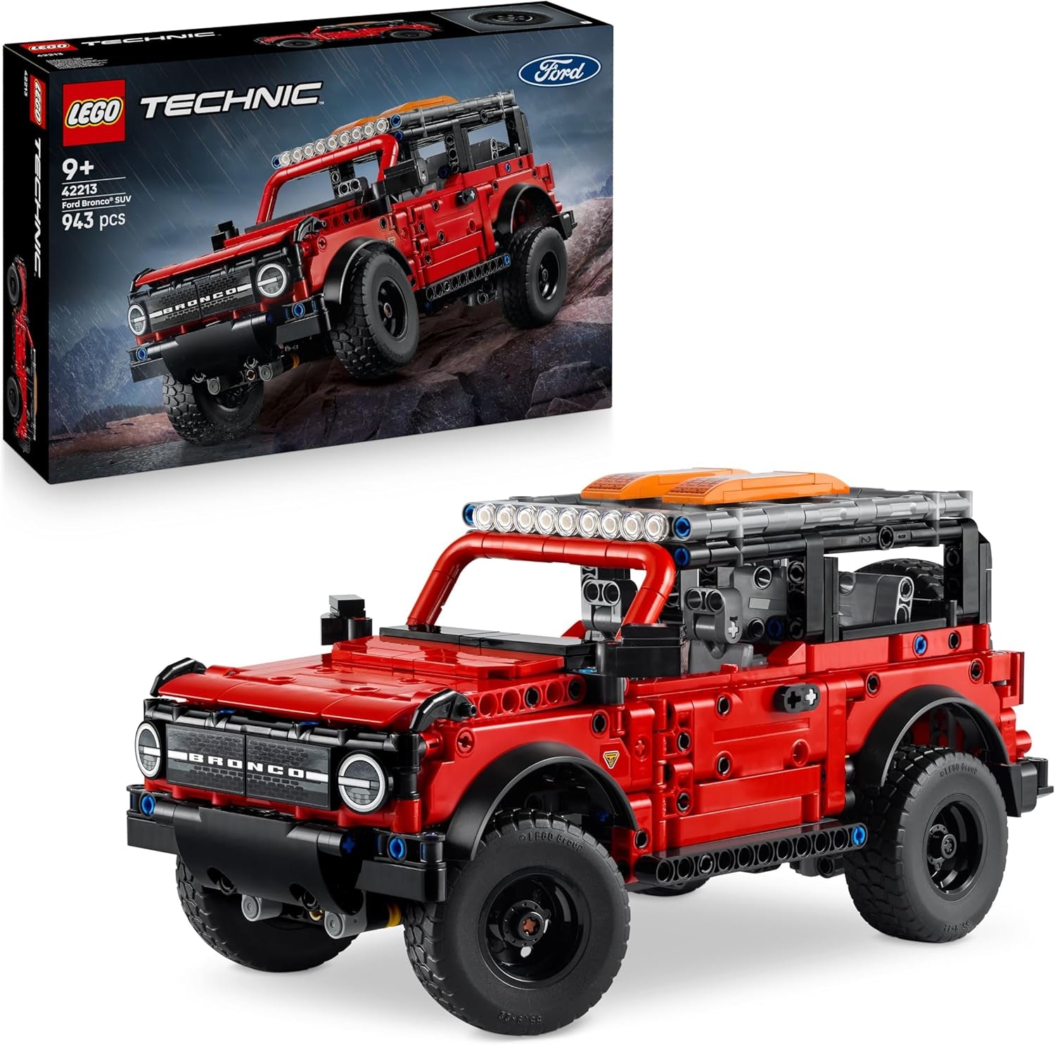 Technic SUV Ford Bronco - Jeu De Construction De Voiture 4X4 - Maquette Avec Portes Ouvrantes, Moteur V6, Suspension & Direction - Cadeau Collector Pour Garçon Dès 9 Ans 42213