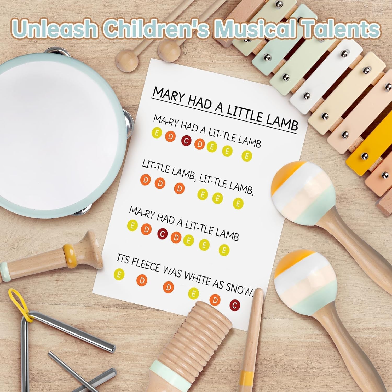 Instruments De Musique Esthétiques Pour Enfants, Jouets Musicaux Pour Tout-Petits Aux Couleurs Neutres, Instruments À Percussion En Bois, Jouets Montessori Xylophone Boho, Cadeaux De Bébé Neutres