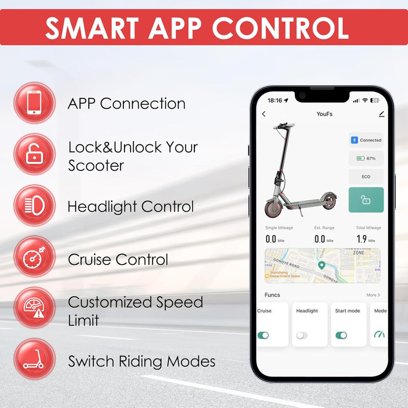 Trottinette Électrique, Pneus Alvéolés 8,5