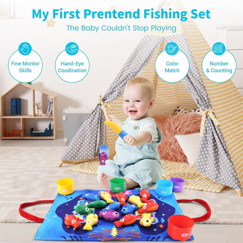 Jouet Bebe 1 an Jeux Educatif De Montessori Pêche, Pour Enfant 1 2 3 Ans Fille Garçon Bébé De 6 9 12 18 Mois, Idée Cadeau Pour Garçons Filles Fête, Noël