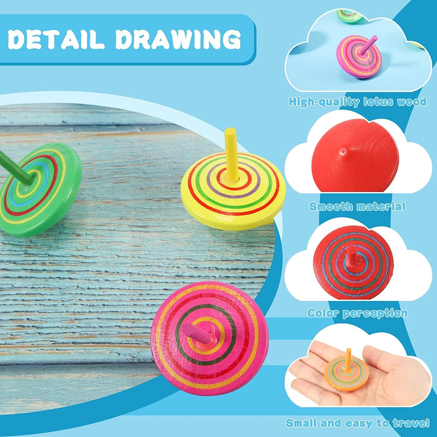 Toupies Jouets En Bois, 30 Pièces , Mini Spinning Top Gyroscopes Coloré, Anniversaires D'Enfants Invités Petits Cadeaux Pour Les Enfants De 3 À 7 Ans (Couleur Aléatoire)