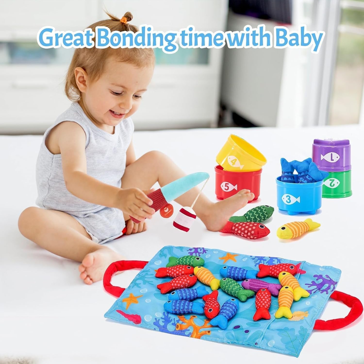 Jouet Bebe 1 An, Jeux Montessori Pêche a La Ligne Pour Enfant 1 2 3 Ans, Fille Garçon Jouet 12 18 Mois, Jouet Bebe Cadeau Pour Enfant 1-3 Ans