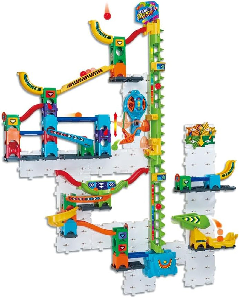 - Marble Rush Ultimate Vertical Run V100E - Circuit À Billes Électronique À La Verticale, 93 Pièces Et 10 Billes - Jeu De Construction À Fixer - Cadeau Enfant Dès 6 Ans - Contenu En Français