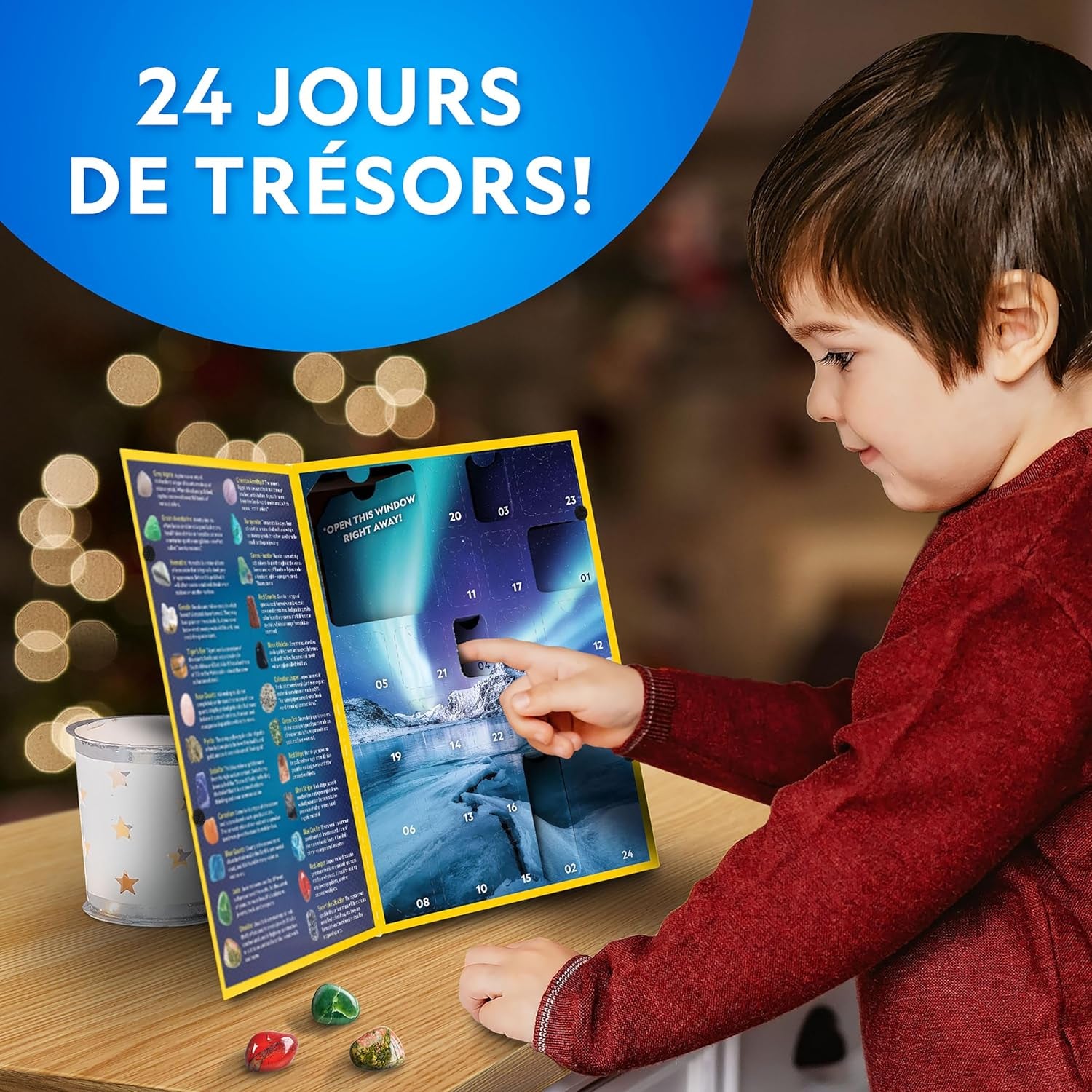2025 Calendrier De L'Avent Gemmes - 24 Gemmes À Découvrir Chaque Jour, Collection De Roches Complète Pour Le Compte À Rebours De Noël Avec Mini Kit De Fouille