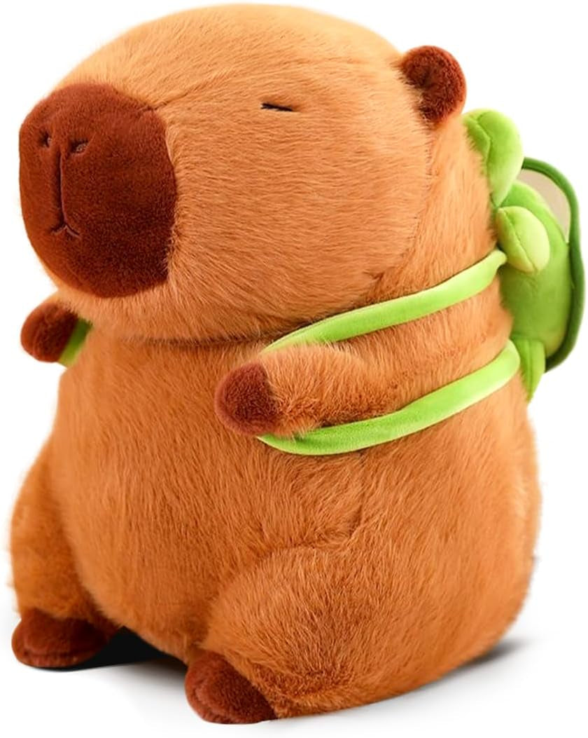 Peluche Capybara Jouet, 23Cm Peluche Capybara Avec Oreiller Tortue Feature Plush Poupée En Peluche, Brun Peluche Cadeau Pour Enfants 1