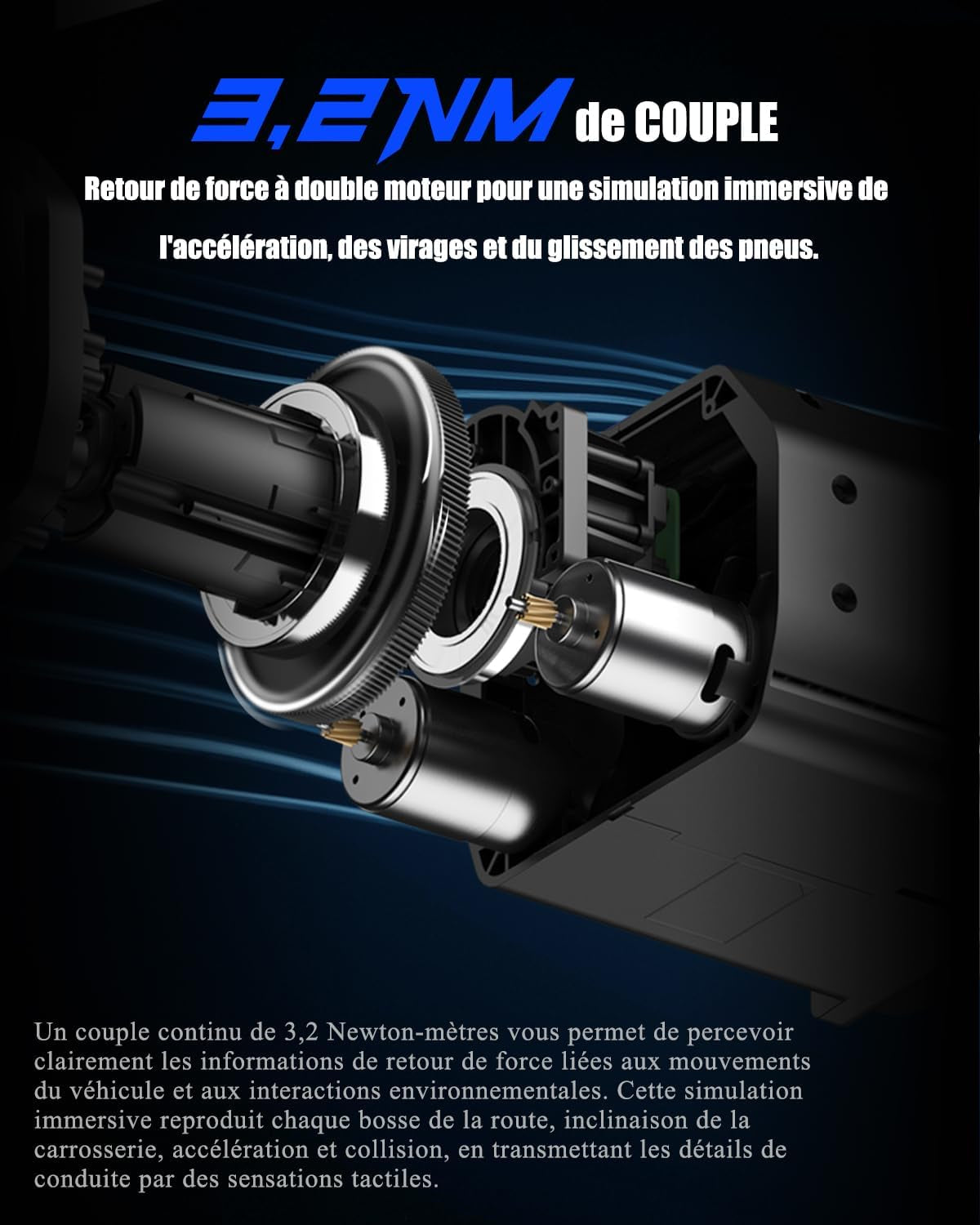 V99 Volant De Jeu – Retour De Force 3,2 Nm, 270°&900°, 300Mm, 4 Palettes, 3 Pédales, Levier De Vitesses En H, Application De Réglage – Volant Pour PC, Xbox, PS4