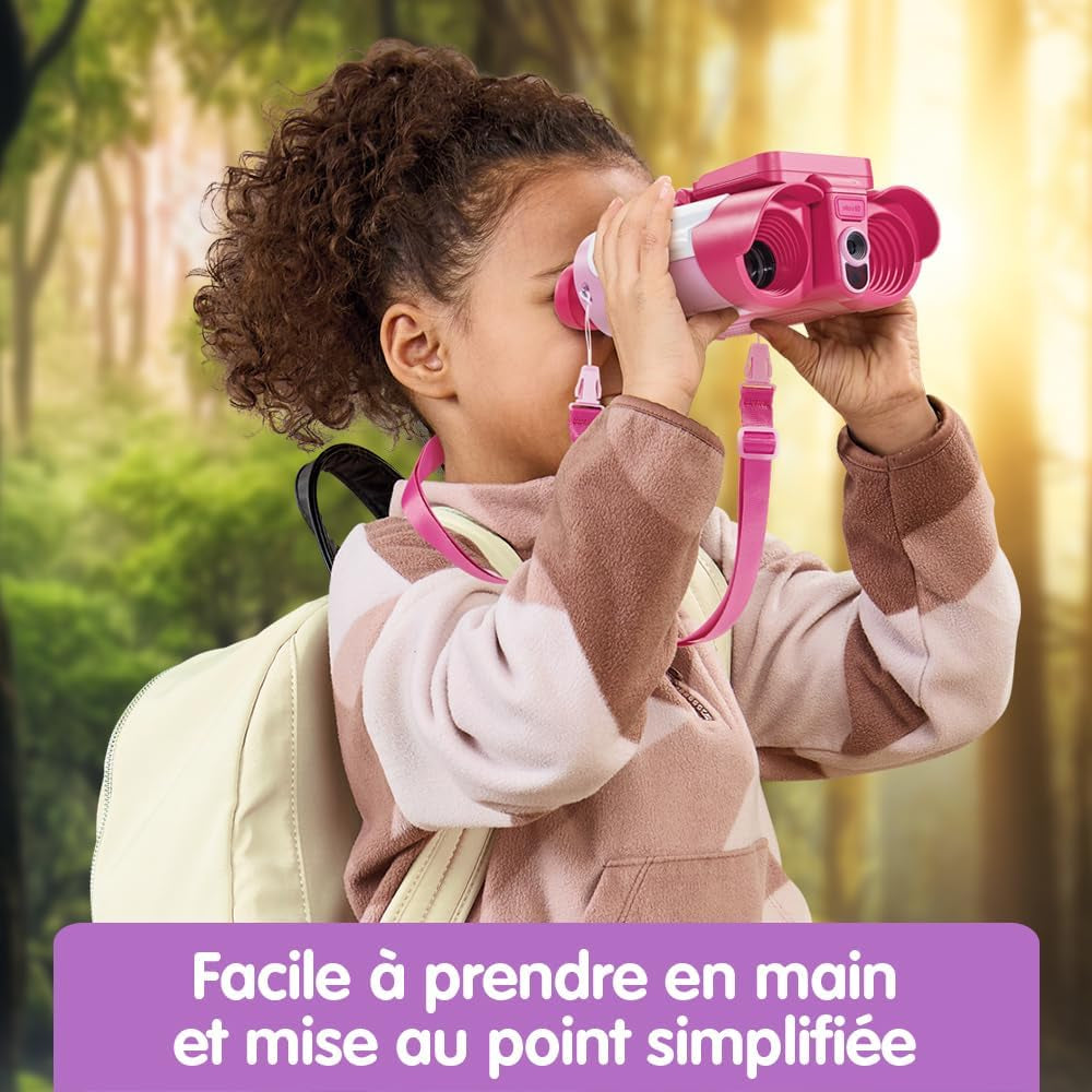 - Genius XL Jumelles Vidéo Interactives - Paire De Jumelles Enfant 10X21 Rose Avec Écran Couleur, Appareil Photo, Images De La BBC - Jeu Éducatif - Cadeau Enfant Dès 5 Ans - Contenu En Français